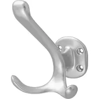Hermeta Crochet pour chapeau 0028 double saillie 90 mm aluminium anodisé couleur argent hauteur 100 mm