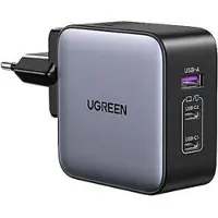 UGREEN Chargeur mural rapide 65 W, USB-A et 2 x USB-C, noir