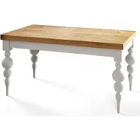Alpi Möbel Lena Table de salle à manger, rectangulaire, extensible, dimensions : 120-160 x 80 x 78,5 cm, table de salon, couleur : Craft, avec pieds de couleur blanche