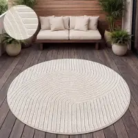 Paco Home Tapis d'extérieur Résistant aux intempéries Balcon Salon Scandinave Boho Unicolore Taille 200 cm Rond