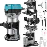 Vevor Défonceuse Électrique 710 W Affleureuse à Bois avec 4 Bases Fixe+Inclinable+Plongeante+Décalée