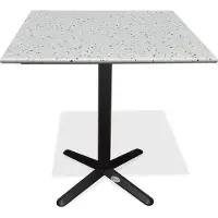 DCB Groupe Table carrée de jardin en acier et plateau terrazzo