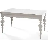 Alpi Möbel Lena Table de salle à manger, rectangulaire, extensible, dimensions : 160-210 x 90 x 78,5 cm, table de salon, couleur : blanc, avec pieds de table de couleur blanche
