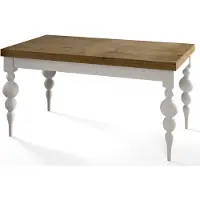 Alpi Möbel Lena Table de salle à manger, rectangulaire, extensible, dimensions : 140-180 x 80 x 78,5 cm, table de salon, couleur : LEFKAS, avec pieds de table de couleur blanche