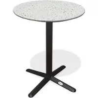 DCB Groupe Table ronde de jardin en acier et plateau terrazzo