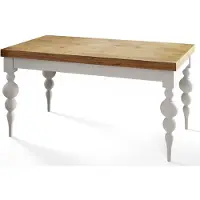 Alpi Möbel Lena Table de salle à manger, rectangulaire, extensible, dimensions : 140-180 x 80 x 78,5 cm, table de salon, couleur : Lancelot, avec pieds de couleur blanche