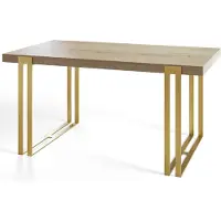 Alpi Möbel Table de salle à manger rectangulaire ROSA, dimensions : 140 x 80 x 77 cm, table de salon, couleur : Halifax, avec pieds en métal de couleur or
