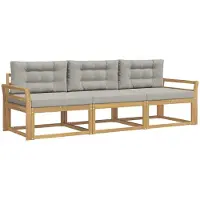 vidaXL - Ensemble de canapés d'extérieur, 3 pièces, blanc et gris clair, en polyester