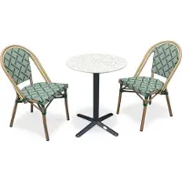 DCB Groupe Ensemble repas de jardin 2 places en acier et plateau rond terrazzo