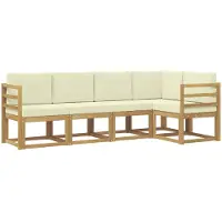vidaXL Ensemble de salon de jardin 5 pièces, blanc et crème