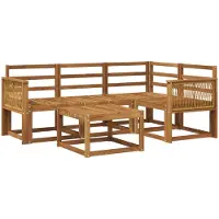 vidaXL Ensemble de salon de jardin 5 pièces en bois d'acacia massif, finition naturelle