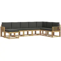 vidaXL Ensemble de salon de jardin 8 pièces, blanc et anthracite