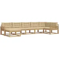 vidaXL Ensemble de salon de jardin 7 pièces, blanc et beige