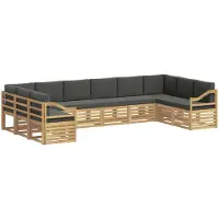 vidaXL Ensemble de salon de jardin , 10 pièces, blanc et anthracite, en polyester