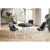 Alpi Möbel Table de salle à Manger Ronde, EVO, Table à Manger Extensible, Diamètre 80 cm - 130 cm, Noir
