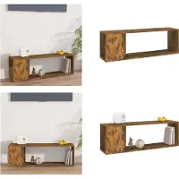 vidaXL Armoire TV chêne fumé 100x24x32 cm Bois composite - Armoire TV - Meubles TV - Support TV