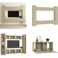 vidaXL 10 pcs. Armoire TV Set Sonoma chêne bois composite - Armoire TV - Armoire HiFi - Armoires HiFi
