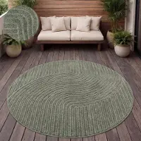 Paco Home Tapis d'extérieur Résistant aux intempéries Balcon Salon Scandinave Boho Unicolore Taille 120 cm Rond