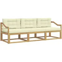 vidaXL Ensemble de 3 assises de jardin , blanc et crème, en polyester