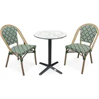 DCB Groupe Ensemble repas de jardin 2 places en acier et plateau rond en HPL