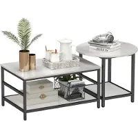 HOMCOM Lot de 2 tables basses : table d'appoint, table basse, ensemble de tables à effet marbre