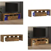 vidaXL Armoire TV avec lampes LED chêne fumé 140x36,5x40 cm - Armoire TV - Meubles TV - Support TV