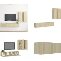 vidaXL 4 pcs. Armoire TV Sonoma chêne bois composite - Ensemble d'armoires TV - Ensembles d'armoires TV - Ensembles d'armoires TV suspendues
