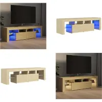 vidaXL Armoire TV avec éclairage LED Chêne Sonoma 140x36,5x40 cm - Armoire TV - Meubles TV - Support TV