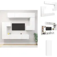 vidaXL Ensemble de 8 meubles TV Blanc Matériau dérivé du bois - Meubles TV