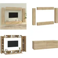 vidaXL 8 pcs. Armoire TV Set Sonoma chêne bois composite - Ensemble d'armoires TV - Ensembles d'armoires TV - Meuble-paroi