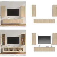 vidaXL 4 pcs. Armoire TV Sonoma chêne bois composite - Ensemble d'armoires TV - Ensembles d'armoires TV - Meuble-paroi
