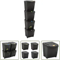 The Living Store Bacs empilables 4 pcs. Gris 100 L Polypropylène