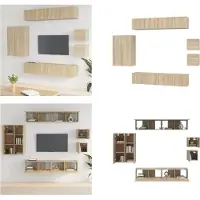 vidaXL 8 pcs. Armoire TV Set Sonoma chêne bois composite - Ensemble d'armoires TV - Ensembles d'armoires TV - Meuble-paroi