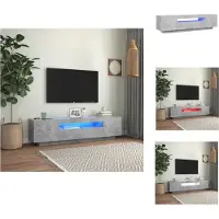 vidaXL Armoire TV avec éclairage LED gris béton 160x35x40 cm - Meuble TV