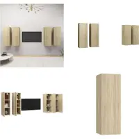 vidaXL Armoires TV 4 pièces Chêne Sonoma 30,5x30x90 cm Bois composite - Armoire TV - Armoire TV suspendue - Armoires TV suspendues
