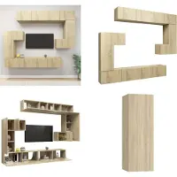 vidaXL 8 pcs. Armoire TV Sonoma chêne bois composite - Ensemble d'armoires TV - Ensembles d'armoires TV - Ensembles d'armoires TV suspendues