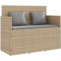 vidaXL Banc de jardin avec coussins Beige Poly Rattan
