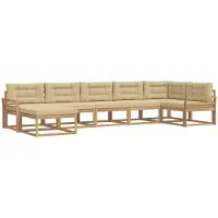 vidaXL Ensemble de salon de jardin 7 pièces, blanc et beige