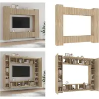 vidaXL 8 pcs. Armoire TV Set Sonoma chêne bois composite - Ensemble d'armoires TV - Ensembles d'armoires TV - Meuble-paroi