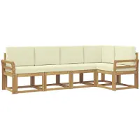 vidaXL Ensemble de salon de jardin 5 pièces, blanc et crème