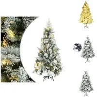 vidaXL Sapin de Noël avec éclairage neige et cônes 225 cm PVC&PE - Sapins de Noël