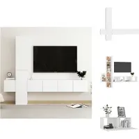 vidaXL Ensemble de 5 meubles TV Blanc Matériau dérivé du bois - Meubles TV