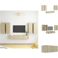 vidaXL Ensemble de 6 meubles TV Chêne Sonoma Matériau dérivé du bois - Meuble TV