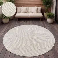 Paco Home Tapis d'extérieur Résistant aux intempéries Balcon Salon Scandinave Boho Unicolore Taille 120 cm Rond