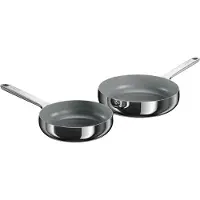 Berghoff Home Set de 2 poêles à frire en acier inoxydable 20 et 24 cm, anti-adhésif, sans PTFE, pour tous les types de cuisinières, Stellar Steel