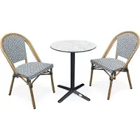 DCB Groupe Ensemble repas de jardin 2 places en acier et plateau rond en HPL