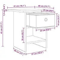 vidaXL Table de chevet Bois ancien 41 x 40 x 45 cm Bois d'ingénierie