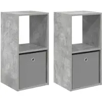 vidaXL Table de chevet avec tiroir 2 pcs Gris béton 35 x 32 x 68,5 cm