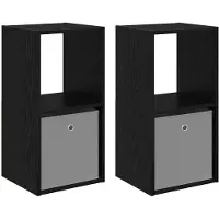 vidaXL Table de chevet avec tiroir 2 pcs Chêne noir 35 x 32 x 68,5 cm