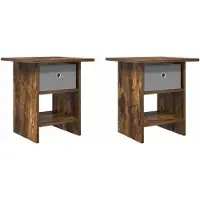 vidaXL Table de chevet avec tiroir 2 pcs Chêne fumé 41 x 40 x 45 cm